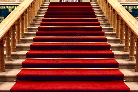 大理石楼梯上的红地毯入口荣耀金子优胜者魅力贵宾剧院名声星星天鹅绒图片