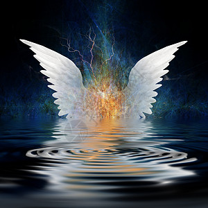 天使翅膀自由绘画镜子艺术品天堂祷告羽毛反射艺术精神图片