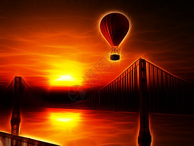 热气球和金门大桥图片