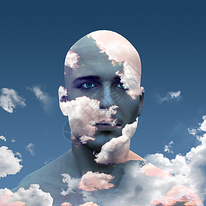云中头部创造力自由专注头脑思考沉思思维解决方案创新想像力图片