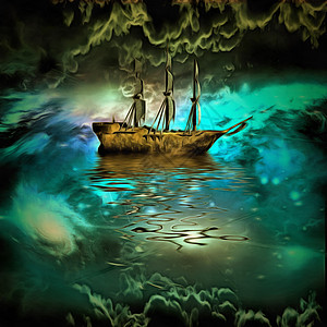 古船旅行天堂宇宙情绪魔法地平线巡航勘探艺术海洋图片