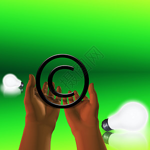 版权符号灯泡手势知识分子财产法律创造力头脑反射杯状专利图片