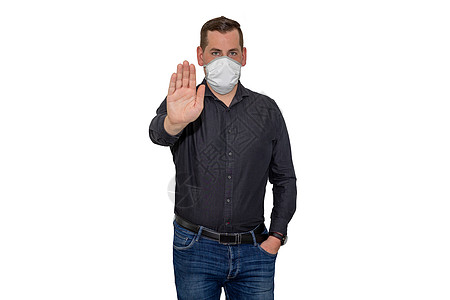 由于Corona v 以面罩蒙面的商务人士通过手戴面具商务商业医生专业人士衬衫管理成人套装预防停留背景