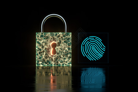 安全锁 有指纹识别 3D鉴识草图手指渲染代码钥匙防火墙防御密码鉴别网络图片