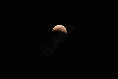 纯黑天空中的白月亮图片