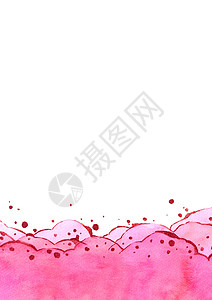 水彩手绘图 明亮的粉红大浪背景 高清晰度 卡片 封面 印刷品 网络 婚礼和情人节的设计插图印迹液体墨水女孩糖果艺术手工玫瑰星星图片