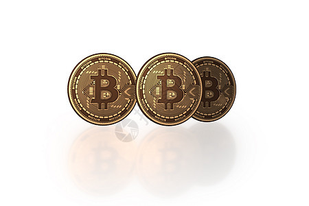 加密货币块链概念中的比特币 - 3D图片