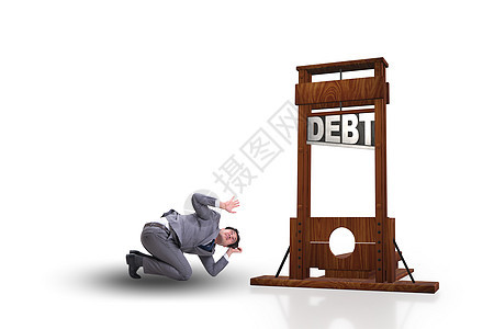 重债商业概念中的商务人士银行破产商务惩罚债权人储蓄支付压力预算刀刃图片