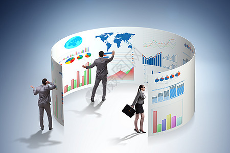 业务图表和财务可视化概念的营业图和财务投资信息男人市场外汇监视器预报速度库存人士图片