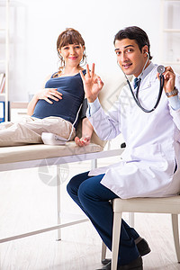 检查怀孕妇女血压的年轻青年医生测试病人治疗师卫生考试动脉微笑测量监控监视器医院高清图片素材