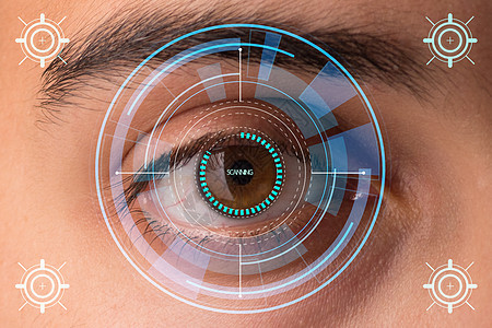 植入人类眼睛的传感器概念鉴别商业自动化技术鸢尾花电脑视网膜界面眼镜身份图片