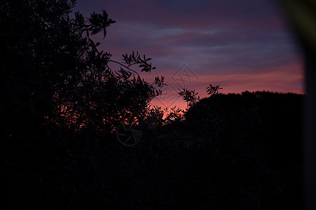 清晨在山后面 黑暗的风景 日出的天空图片