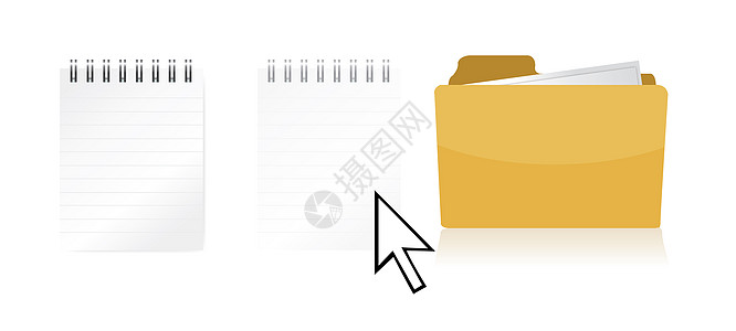 文件夹图标将孤立于白色边框上的文件插图设计传输到背景
