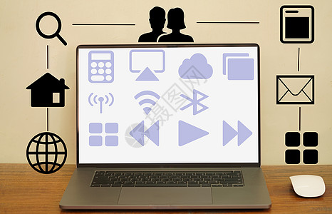 兔斯基桌面图标电子桌面膝上型膝上型计算机图标软件应用技术工具办公室小样网络电子商务屏幕电脑按钮电话笔记本背景