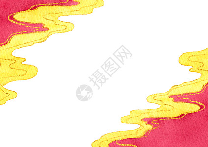 白色背景的红色和金色中国风格框 水彩手绘画 海报 传单 横幅的设计元素邀请函漩涡装饰品艺术品幸福节日边界曲线卡片金子图片