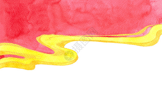 白色背景的红色和金色中国风格框 水彩手绘画 海报 传单 横幅的设计元素装饰品节日庆典卡片邀请函幸福曲线绘画问候语插图图片