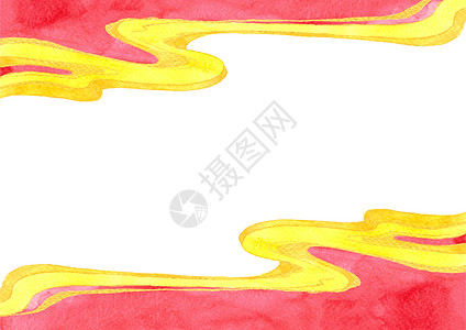 白色背景的红色和金色中国风格框 水彩手绘画 海报 传单 横幅的设计元素节日曲线绘画问候语艺术品框架装饰品插图金子漩涡图片