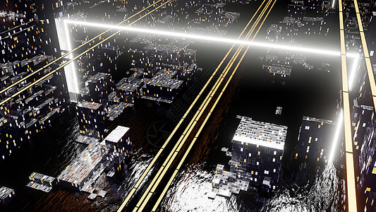 夜晚城市街道的顶部景观组织天际互联网界面摩天大楼市中心城市生态技术智力图片