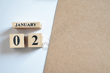 1月2日数字工作标题季节周年立方体日历广告木头纪念日图片