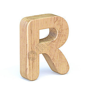圆形木字体 R 3D 字母图片