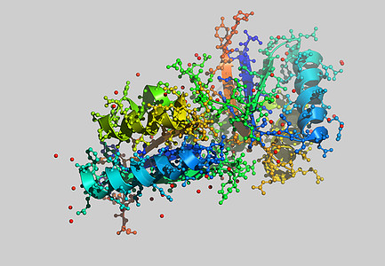 含有原子的蛋白因分子模型色带图像科学计算机时间债券力量图片