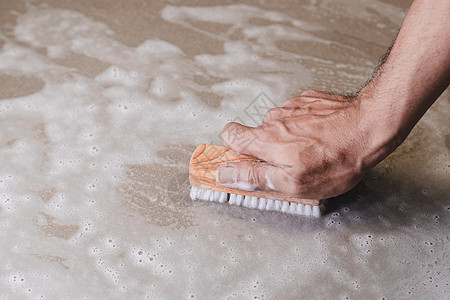 清理瓷砖地板路面泡沫淋浴水泥工人手套橡皮浴室工具海绵图片
