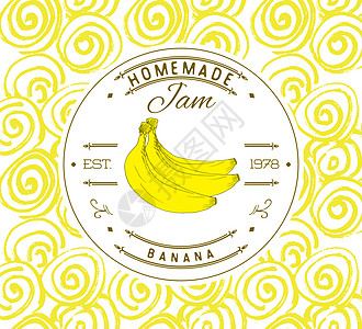 香蕉甜点产品标签设计模板 手画水果和背景草图 Doodle矢量香蕉插图品牌标识Banaana绘画贴纸食物涂鸦果汁早餐小吃包装图片