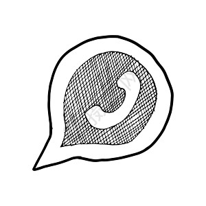 语音泡泡手画图标中的电话听筒 白背景上的矢量插图孤立圆圈手绘界面技术怎么回事贴纸徽章耳机互联网讨论图片