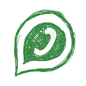 在语言泡沫手画图标中的绿色手机听筒 在白色背景中孤立的矢量插图细胞营销耳机按钮说话讲话圆圈徽章怎么回事贴纸图片