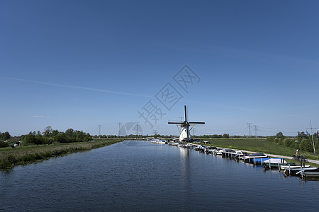 在著名的旅游景点 荷兰农村因风车而滑坡农业环境遗产建筑学天空运河场地活力地标历史性图片