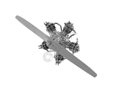 带有螺旋推进器的星形钢飞机发动机金属齿轮连杆汽缸飞机力学涡轮径向技术引擎图片