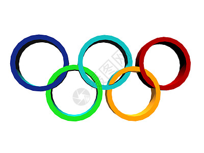 彩色的五个奥林匹克环绿色戒指蓝色事件红色黄色背景图片