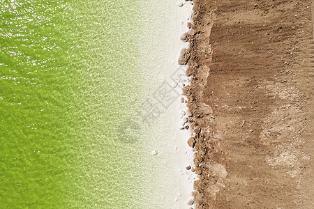 绿色盐湖 天然湖底背景旅行热带吸引力环境支撑海滩海洋天线水晶海岸图片