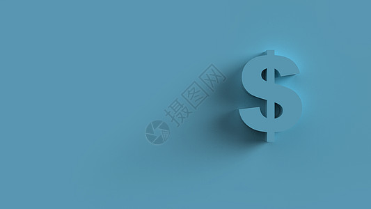 美元符号蓝色与青色背景隔离 3d 渲染孤立的插图 商业 管理 风险 金钱 现金 增长 银行 银行 金融 符号图片