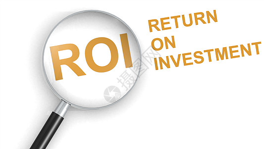 ROI 投资回报 放大镜下的单词背景图片