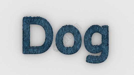 狗白色背景上的 3d 字蓝色 呈现毛茸茸的字母 头发 宠物毛皮 宠物店 宠物屋 宠物护理标志设计模板 兽医诊所和动物收容所无家可图片