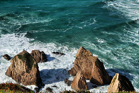 美丽的厄尔萨海滩及其巨大岩层结构悬崖摄影海岸线海景蓝色荒野旅游阳光海岸海浪图片