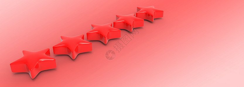 3d 五颗红星在彩色背景上 金星的显示和插图用于溢价审查质量艺术辉光贵宾红色班级礼物奢华商业酒店图片