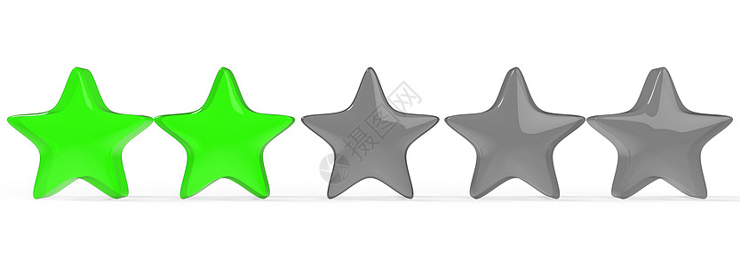 3d 两颗绿色恒星在彩色背景上 金星的显示和插图用于溢价审查优胜者奢华酒店班级横幅速度辉光白色艺术质量图片