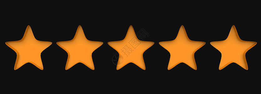 3d 五颗橙色恒星在彩色背景上 金星的出品和插图用于溢价审查商业优胜者贵宾金子白色班级酒店速度庆典问候语图片