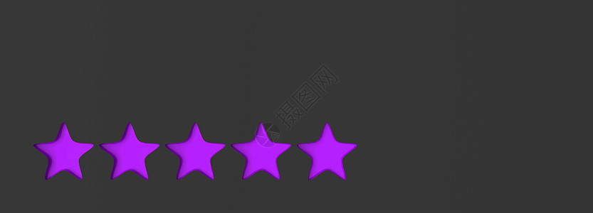 3d 五颗紫外星的彩色背景 金星的出品和插图供高价审查速度酒店优胜者贵宾紫色艺术质量班级辉光白色图片