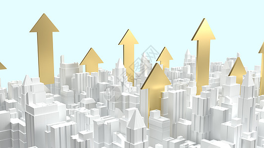 白城建筑和金箭 用于房地产业务的修道院3d渲染成功投资金融白色图表摩天大楼商业城市图片