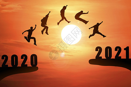 2021年新年概念自由商业男人太阳乐趣数字团体日历快乐假期图片