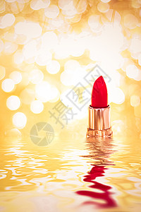 金底 化妆品和化妆品制品上的红唇膏小样光泽度生物购物丝带魅力嘴唇香脂店铺礼物图片