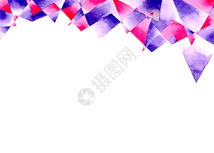 白色背景上的紫色和粉红色多边形抽象边框 样式设计模板 水彩手绘图解水晶创新线条广告横幅科学海报折纸网络插图图片