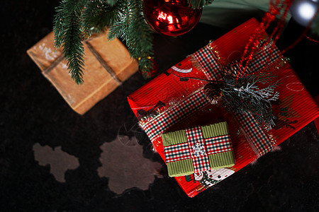 圣诞礼物 新年快乐礼品盒盒子贺卡假期新年季节礼物圣诞礼物盒丝带图片