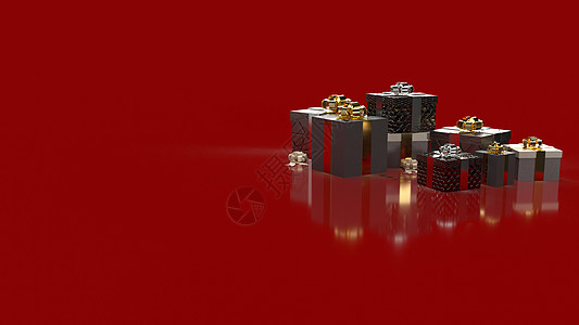 3d类红背景礼品盒 用于购物内容3d渲染店铺折扣卡片横幅黑色传单海报红色价格图片