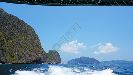 高速船引擎的波浪声天空唤醒血管旅行巡航痕迹地平线海浪发动机假期图片