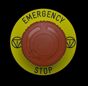 黑面板上的红色紧急按钮恐慌安全情况钥匙宏观圆形塑料机器控制力量图片