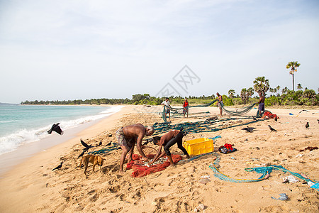 斯里兰卡亭可马里尼拉韦利海滩的渔民图片